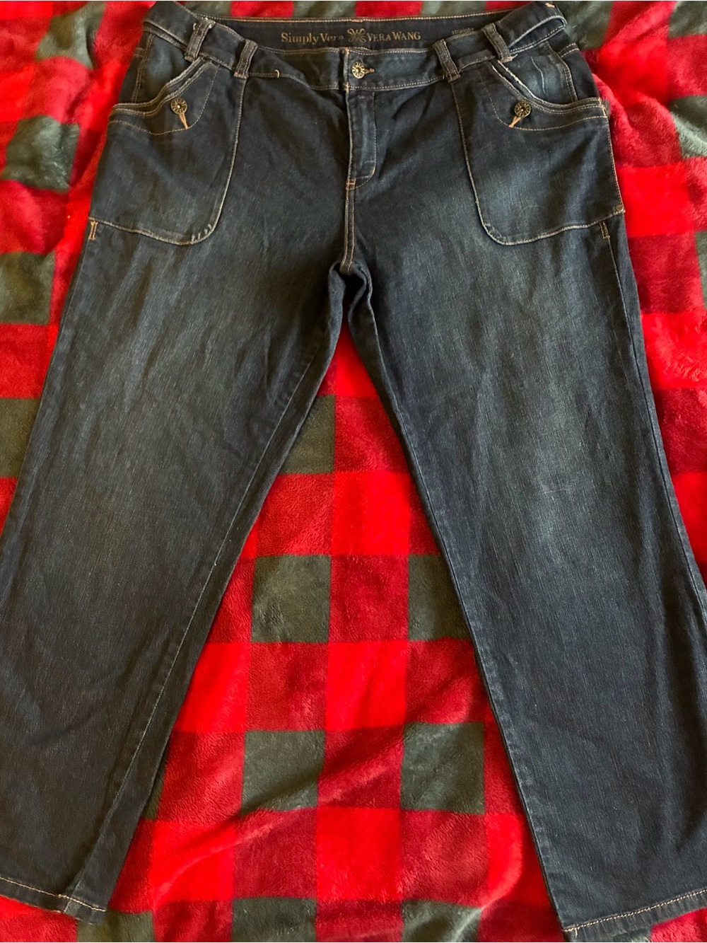 Simply Vera Wang Women's Dark Indigo Straight-Leg Jeans